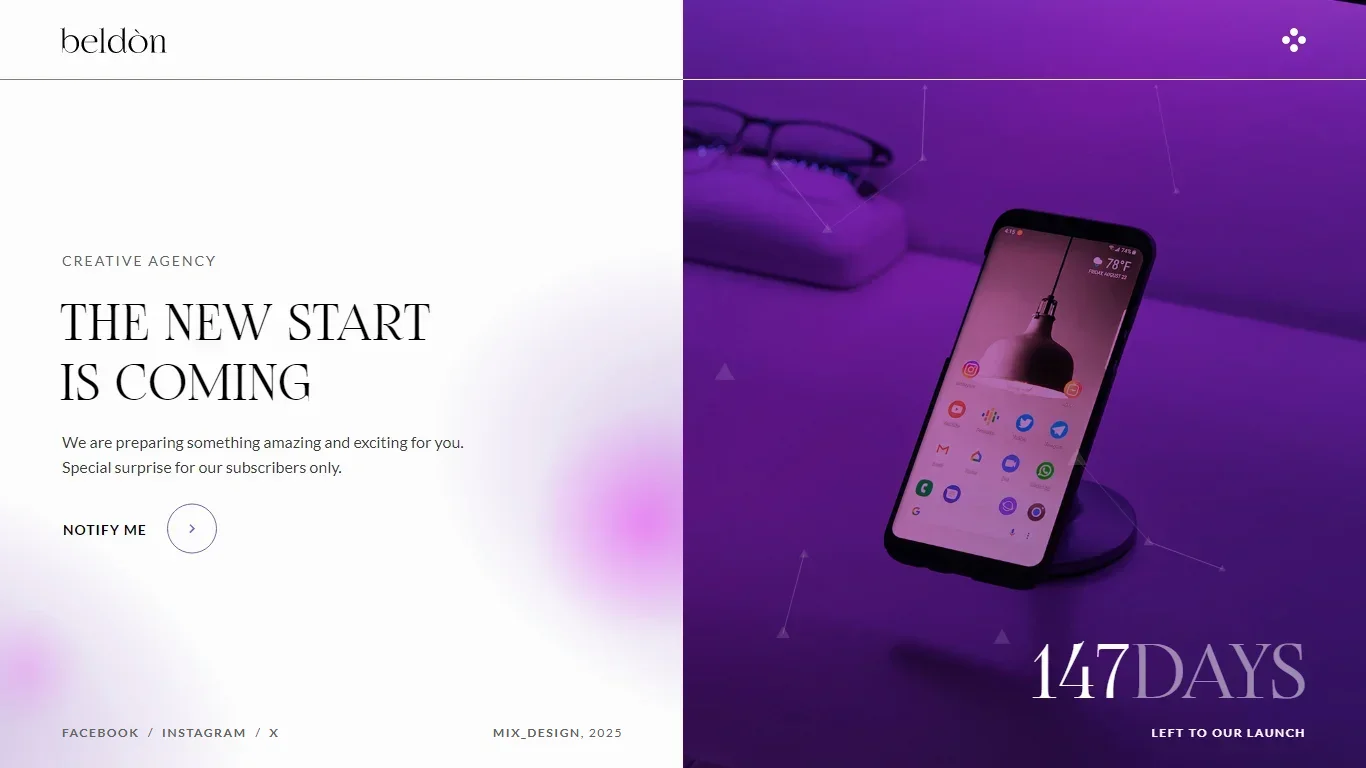 Beldon Coming Soon Template Preview Screen