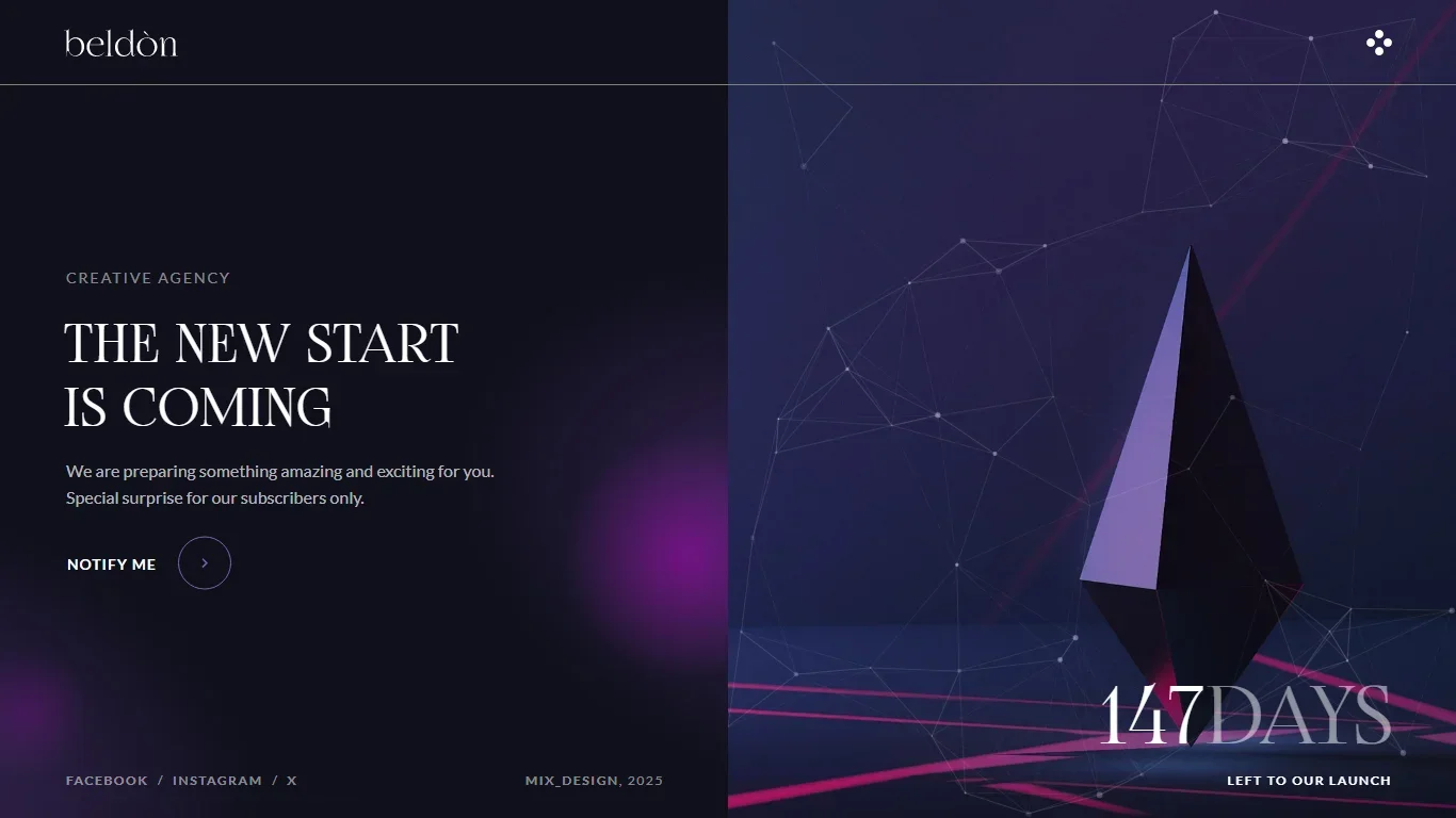 Beldon Coming Soon Template Preview Screen