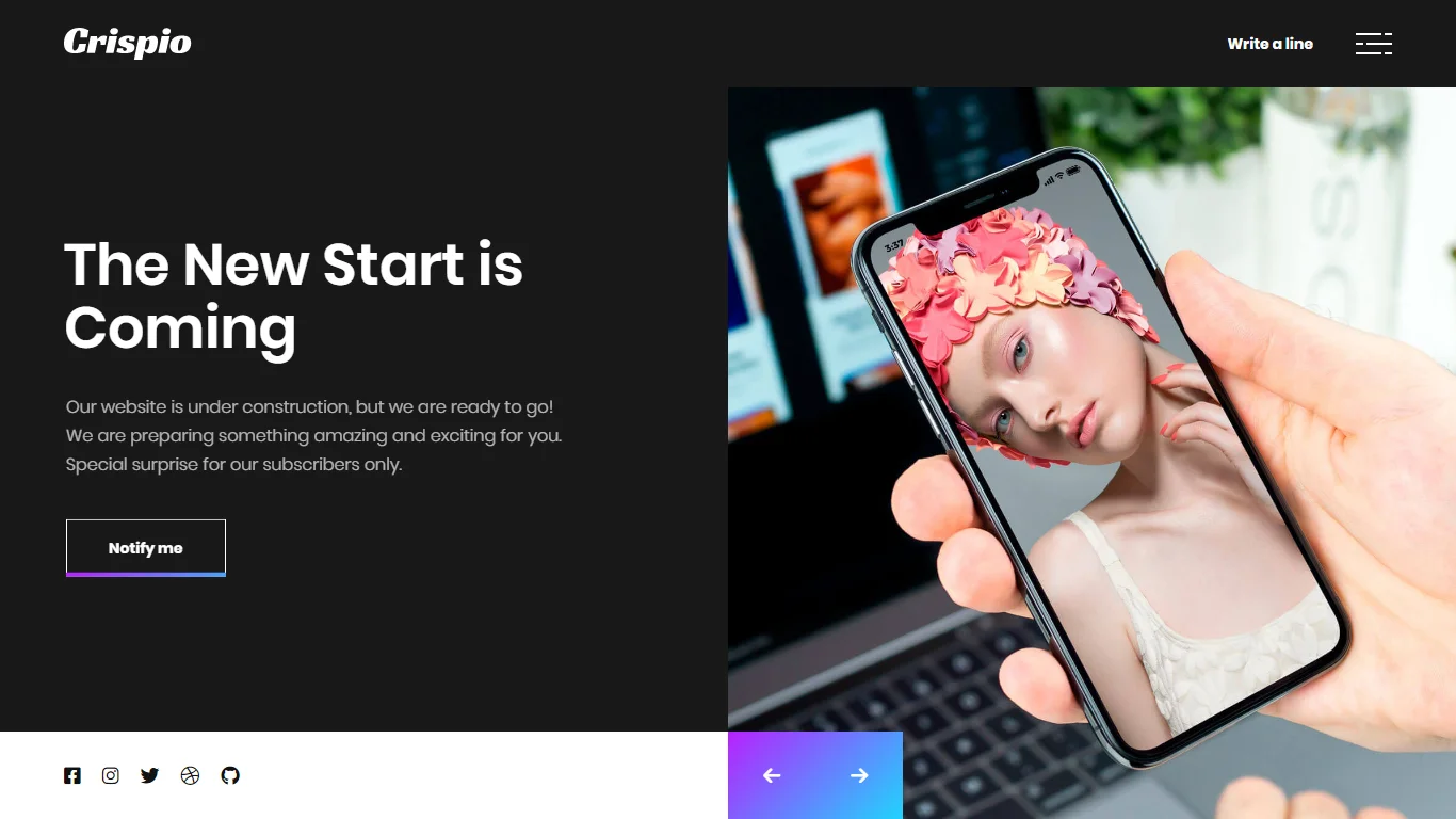 Crispio Coming Soon & Landing Page Template Preview Screen