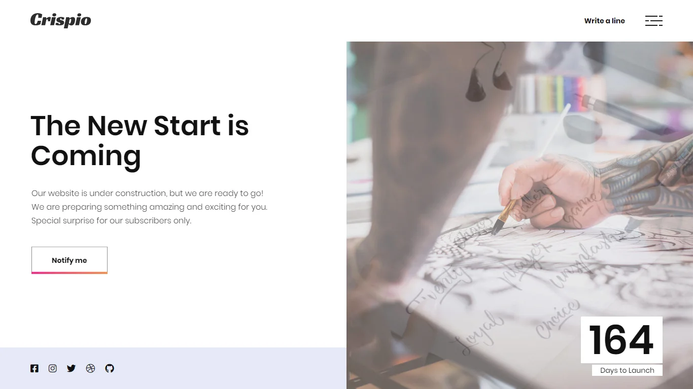 Crispio Coming Soon & Landing Page Template Preview Screen
