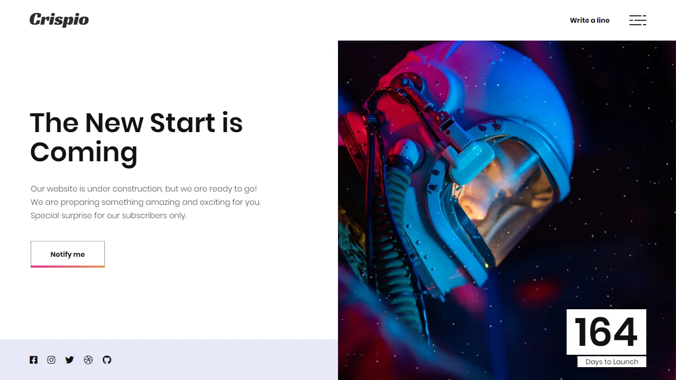 Crispio Coming Soon & Landing Page Template Preview Screen