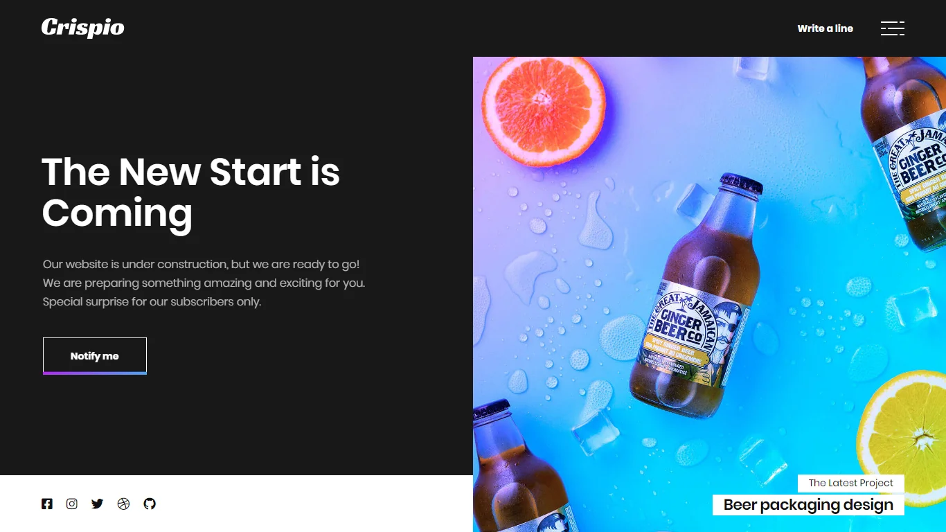 Crispio Coming Soon & Landing Page Template Preview Screen