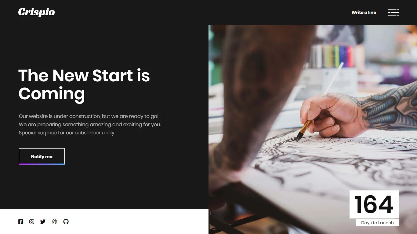 Crispio Coming Soon & Landing Page Template Preview Screen