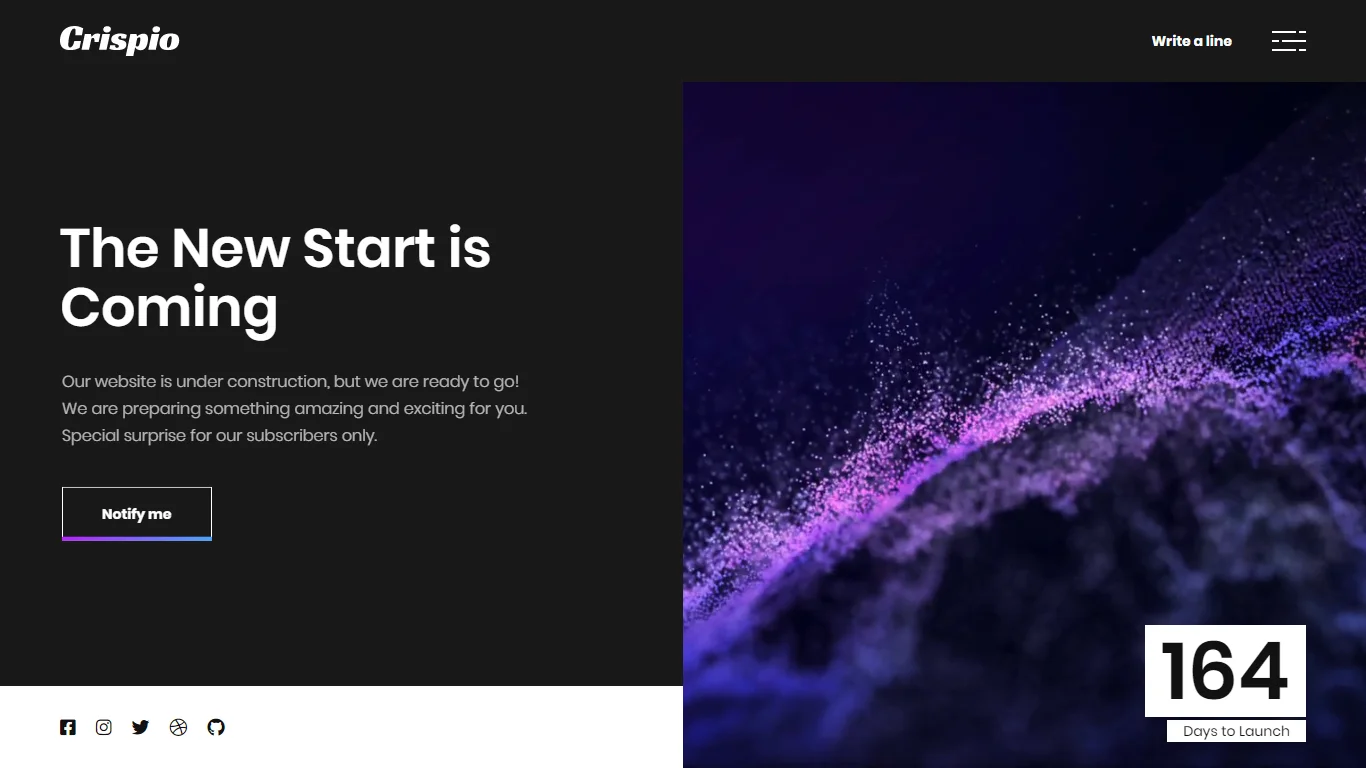 Crispio Coming Soon & Landing Page Template Preview Screen