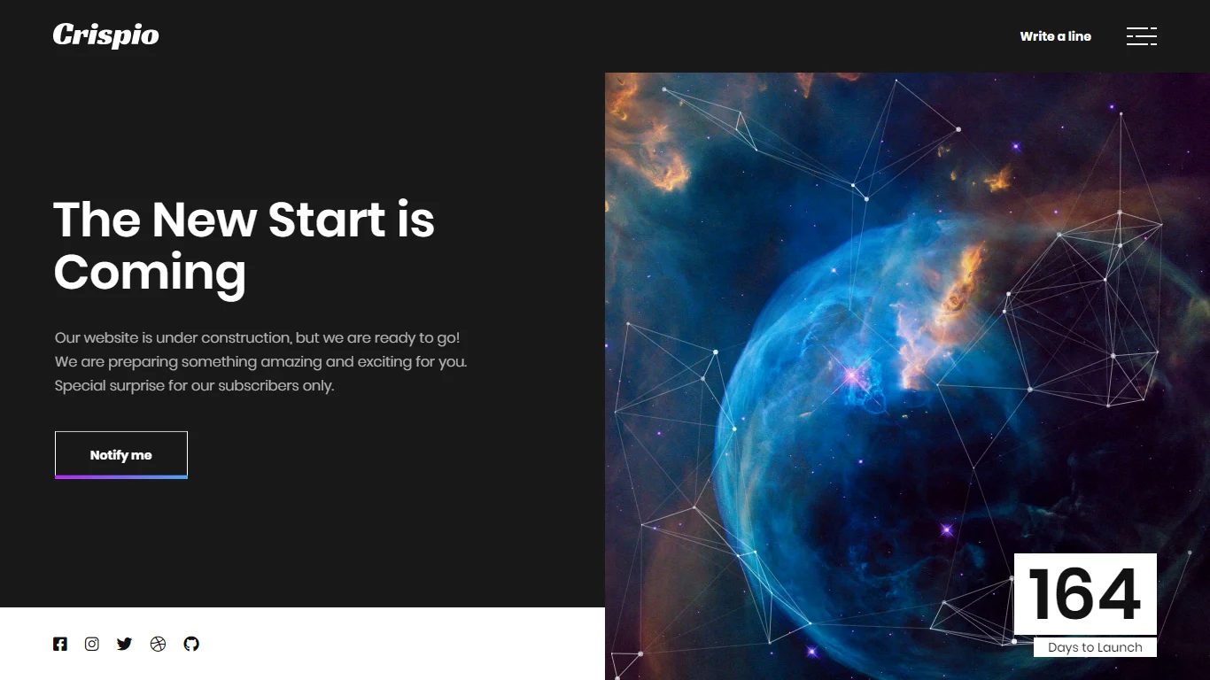 Crispio Coming Soon & Landing Page Template Preview Screen