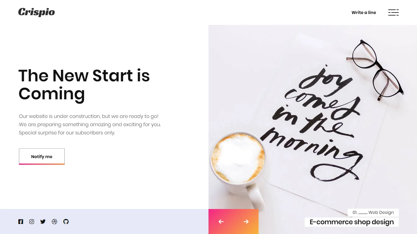 Crispio Coming Soon & Landing Page Template Preview Screen