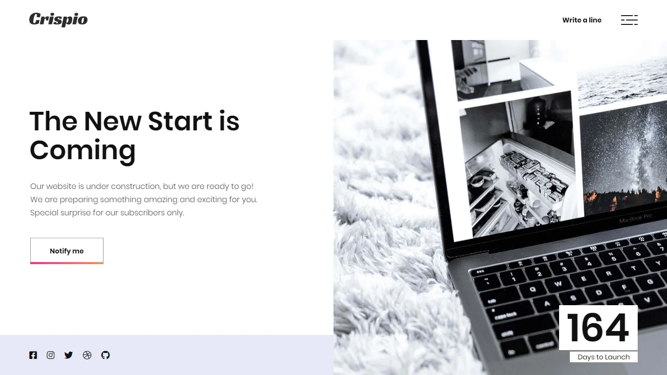 Crispio Coming Soon & Landing Page Template Preview Screen