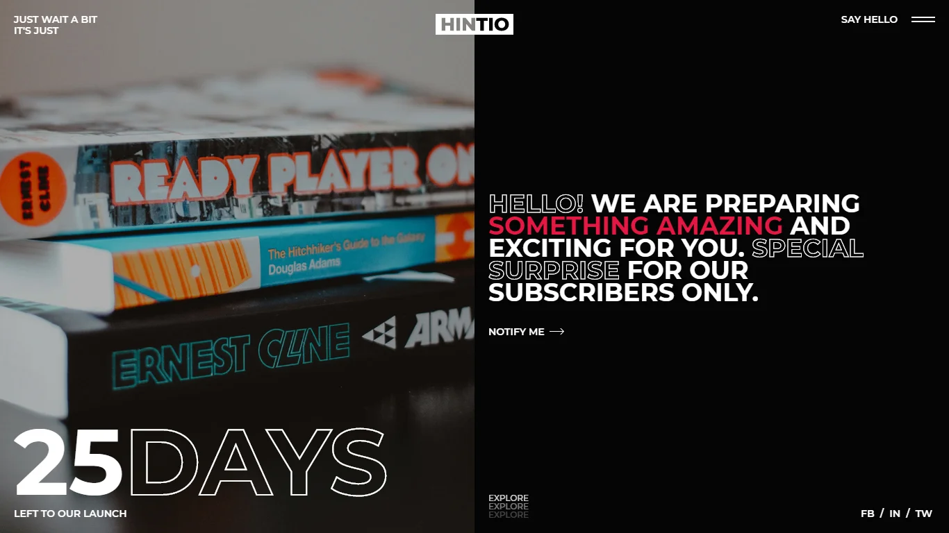Hintio Coming Soon Template Preview Screen