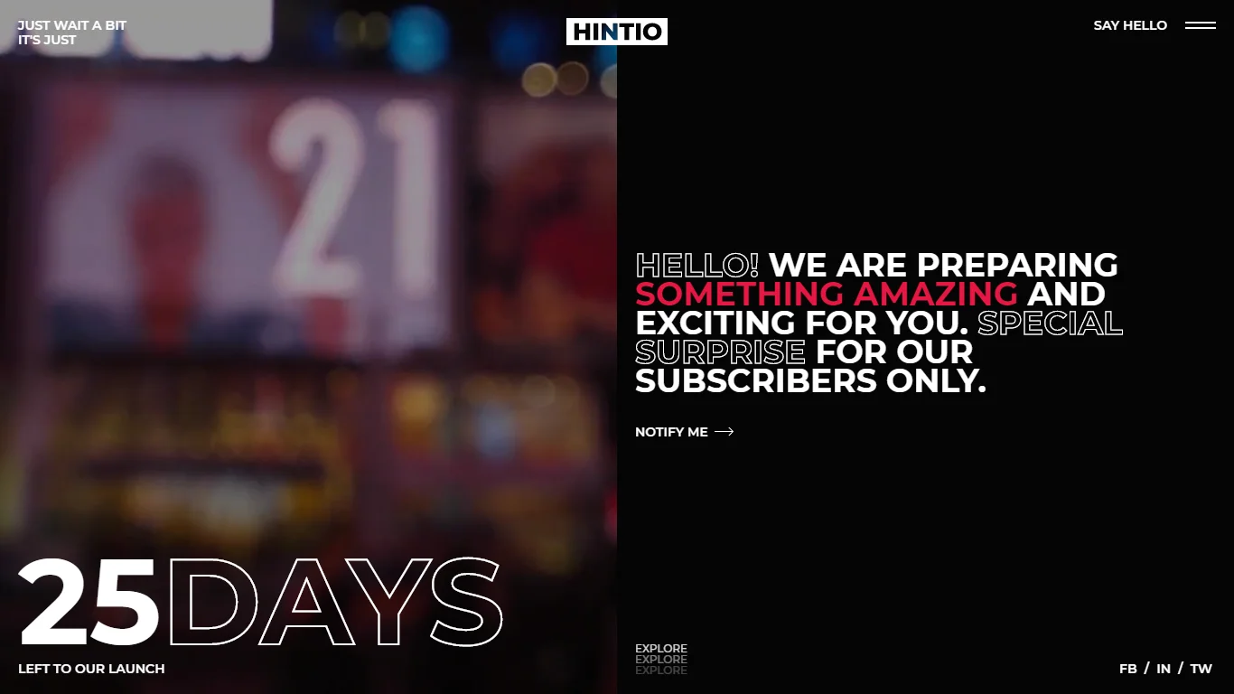 Hintio Coming Soon Template Preview Screen