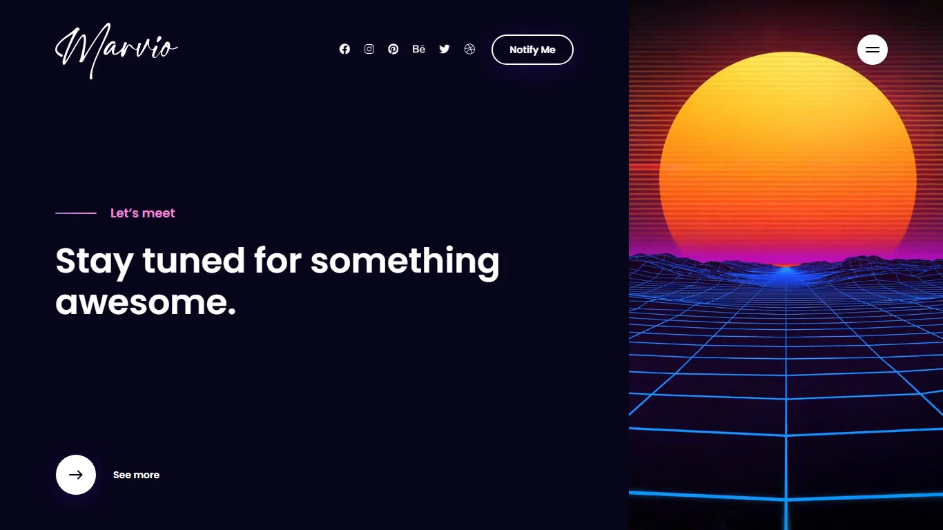 Marvio Coming Soon Template Preview Screen