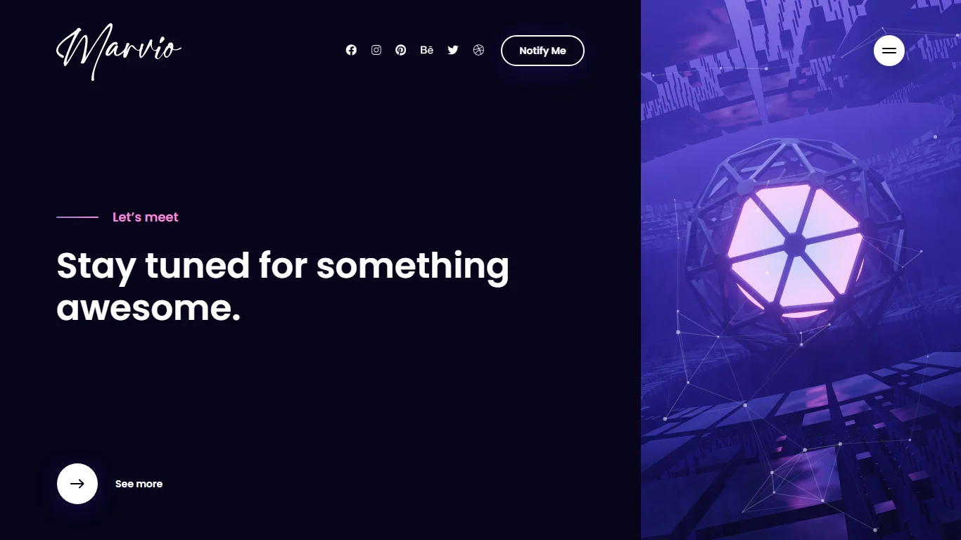 Marvio Coming Soon Template Preview Screen