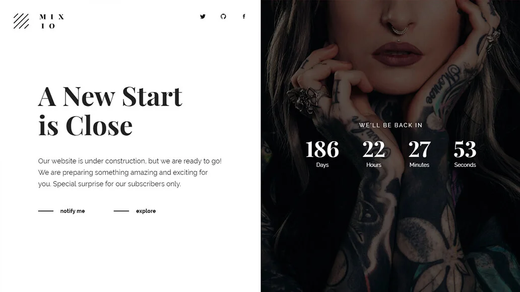 Mixio - Elegant coming soon & landing page template