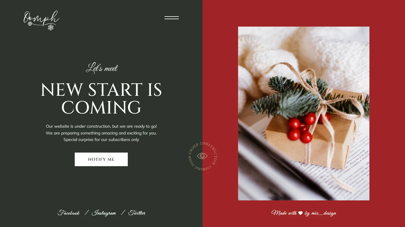 Oomph Coming Soon Template Preview Screen