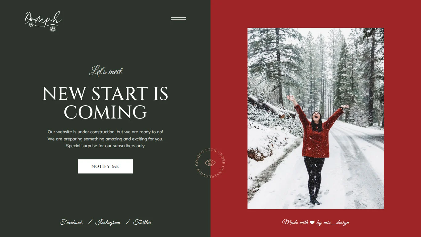 Oomph Coming Soon Template Preview Screen