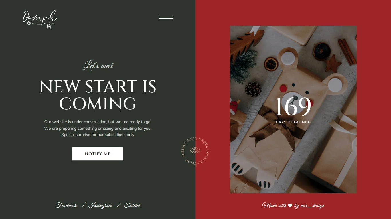 Oomph Coming Soon Template Preview Screen