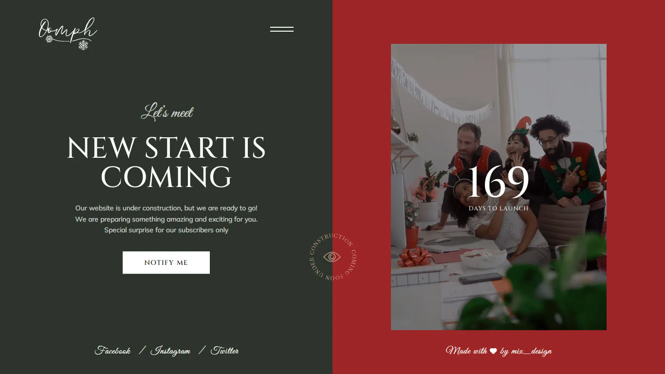 Oomph Coming Soon Template Preview Screen