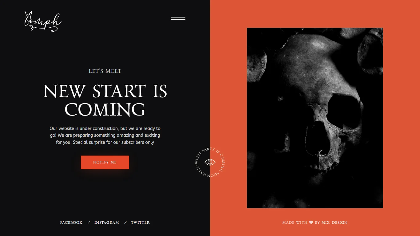 Oomph Coming Soon Template Preview Screen