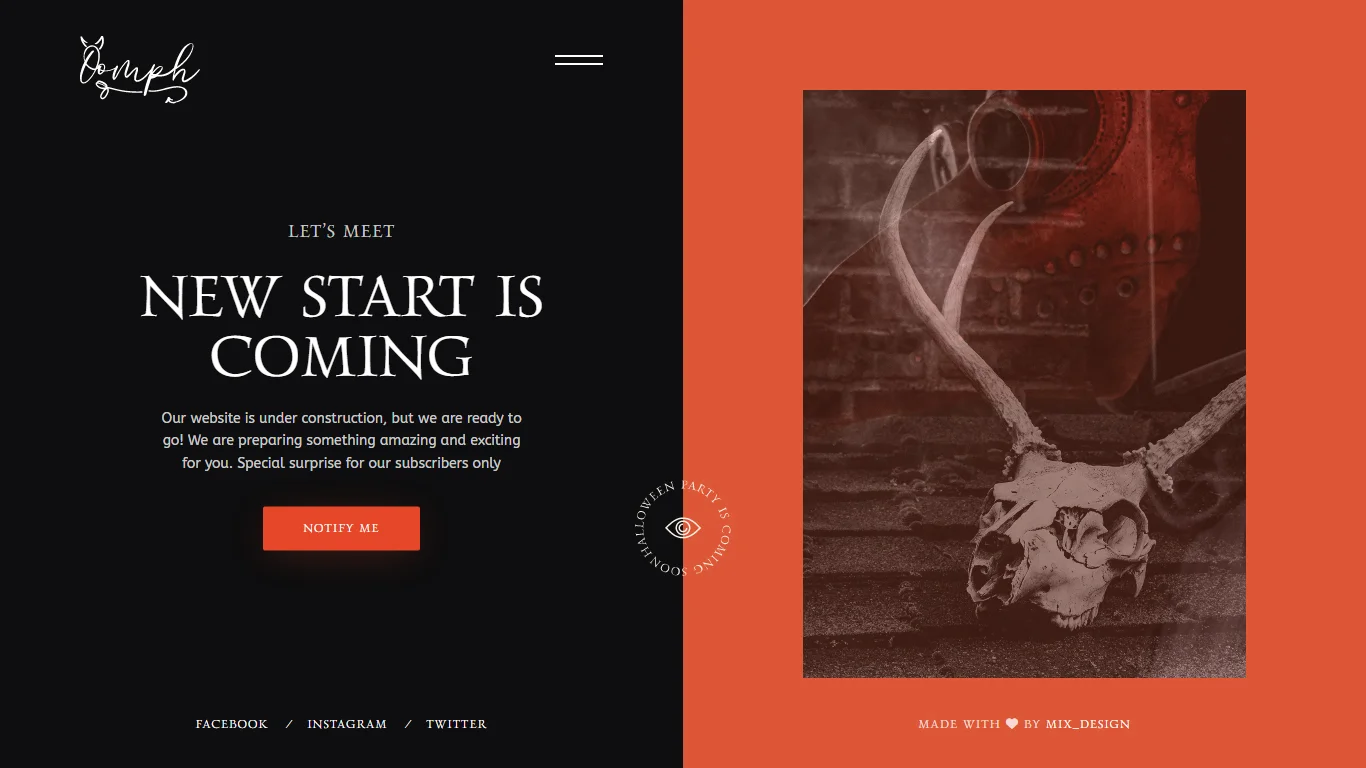 Oomph Coming Soon Template Preview Screen