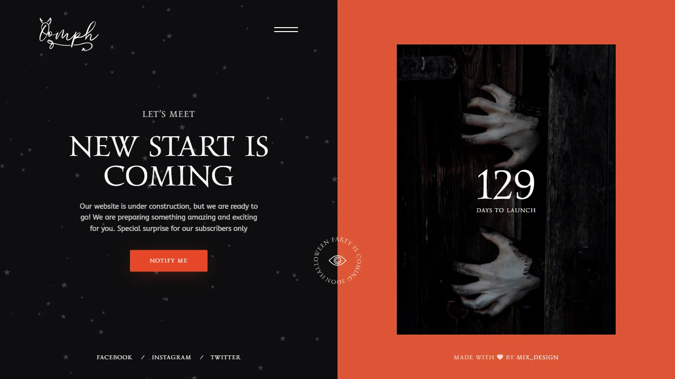 Oomph Coming Soon Template Preview Screen