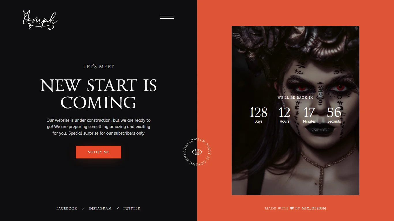 Oomph Coming Soon Template Preview Screen