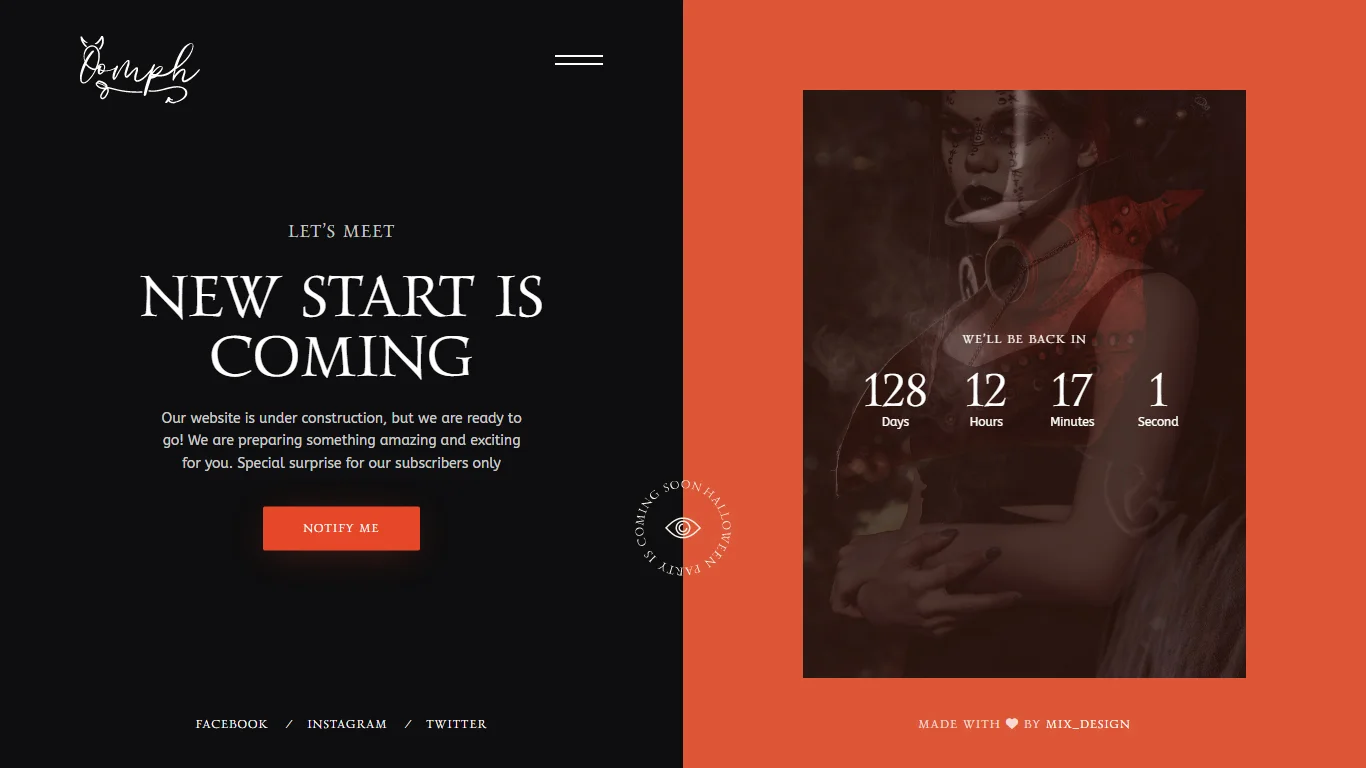 Oomph Coming Soon Template Preview Screen