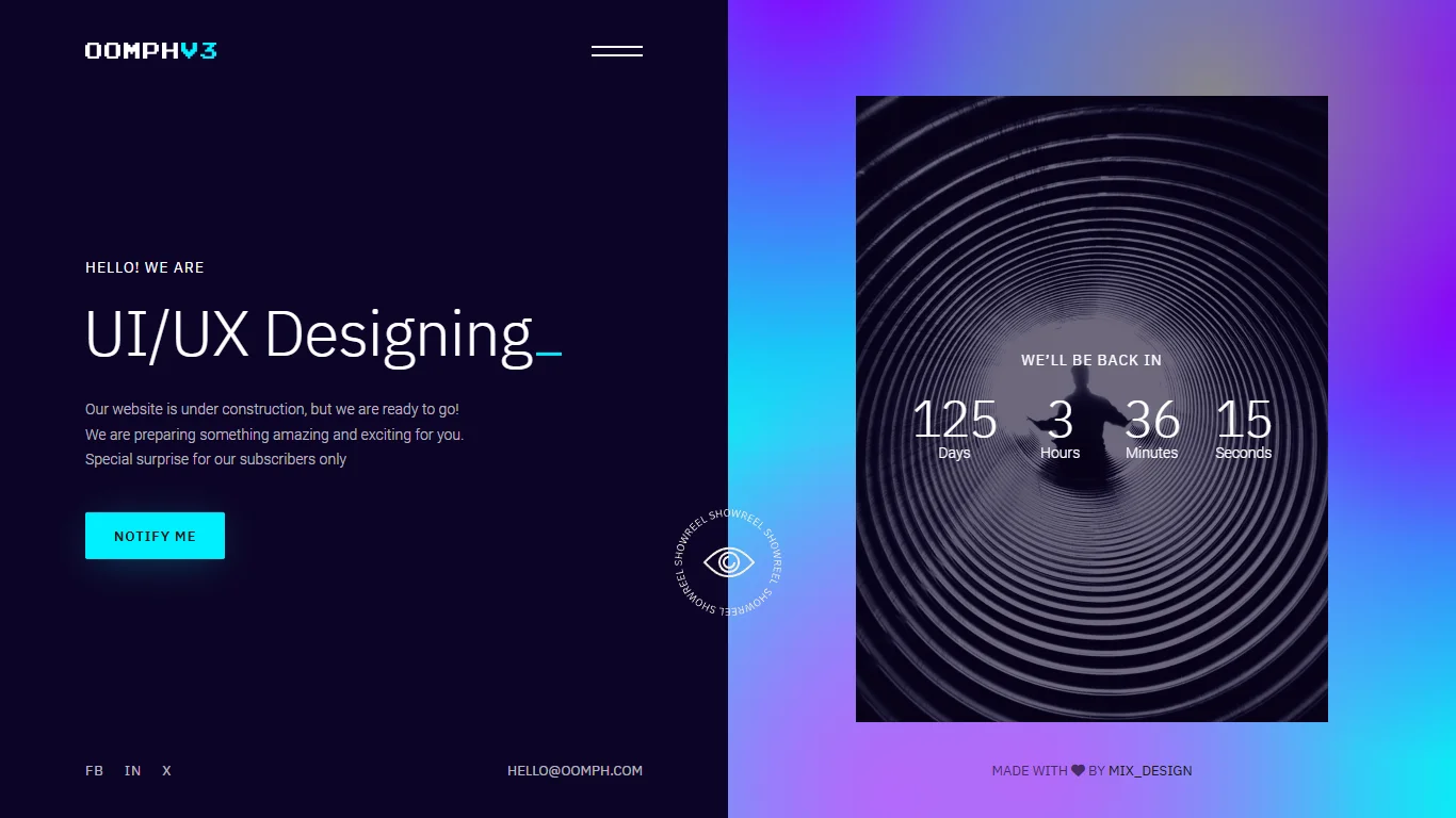 Oomph Coming Soon Template Preview Screen