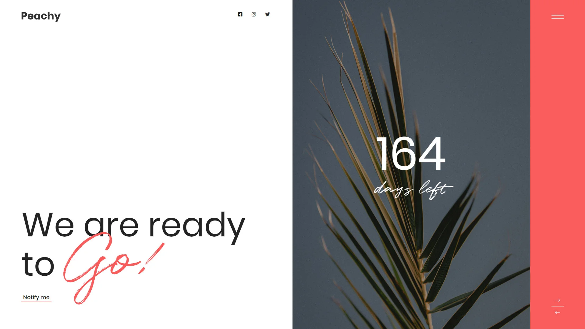 Peachy Coming Soon & Landing Page Template Preview Screen