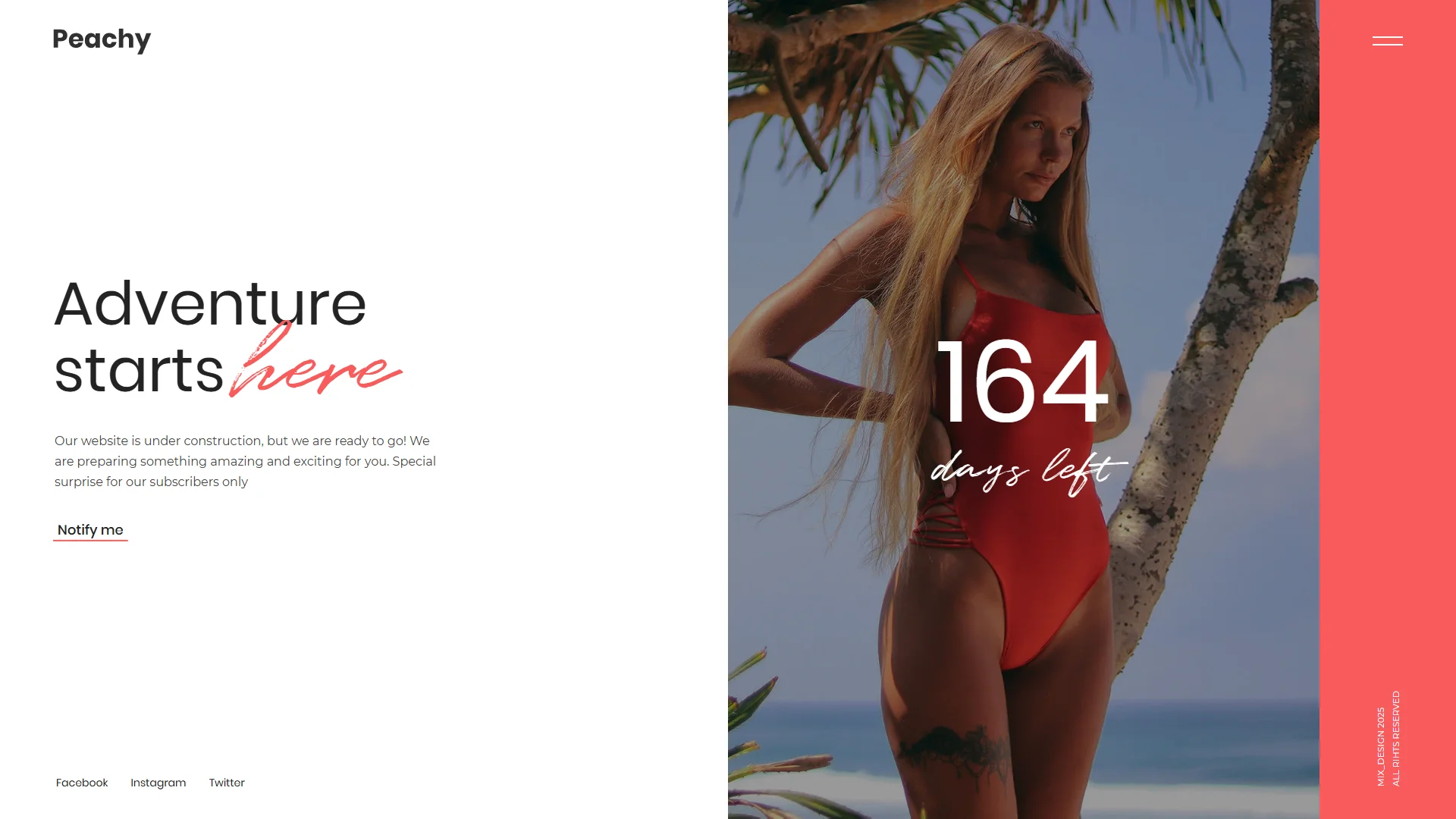 Peachy Coming Soon & Landing Page Template Preview Screen
