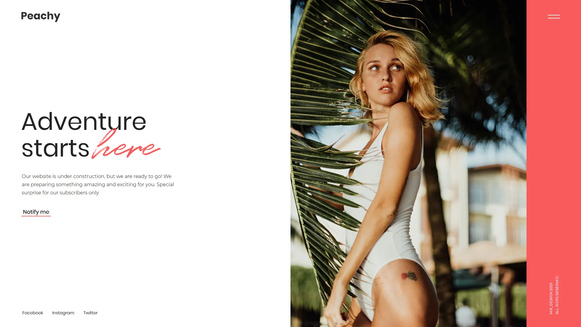 Peachy Coming Soon & Landing Page Template Preview Screen